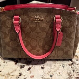 Coach Brown and Pink Signature Satchel